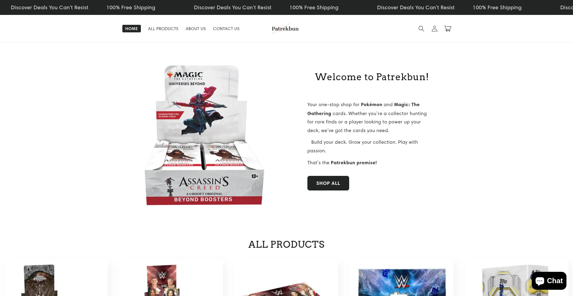 Website screenshot of Patrebun.store