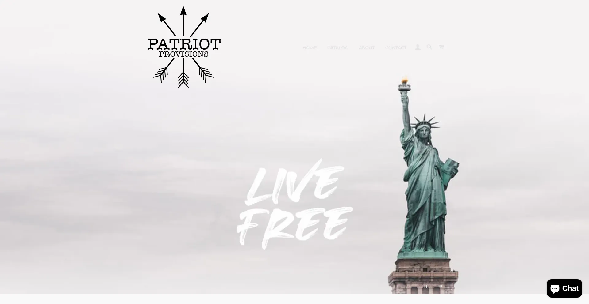 Website screenshot of Patriotprovisionsco.com