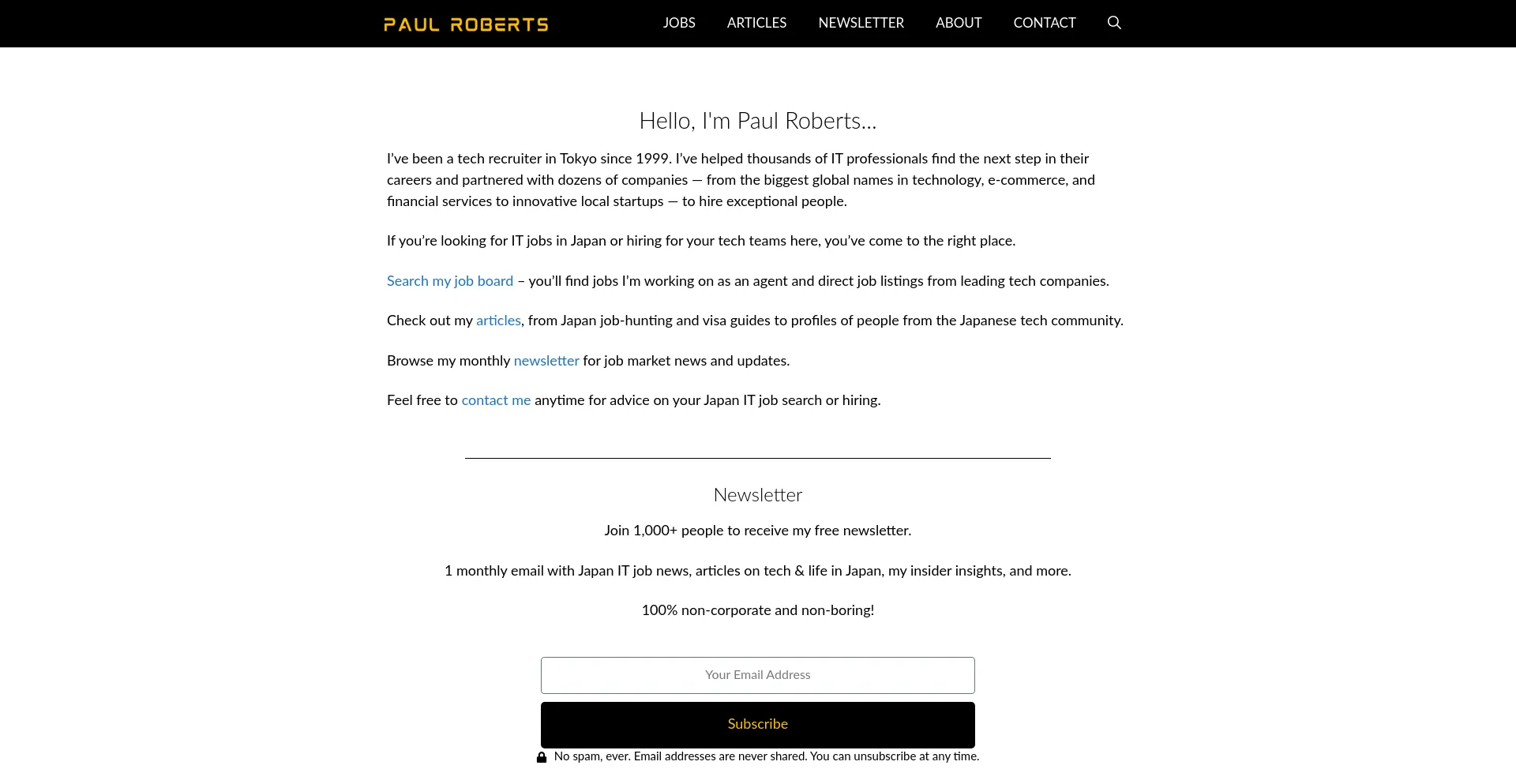 Website screenshot of Paulroberts.jp