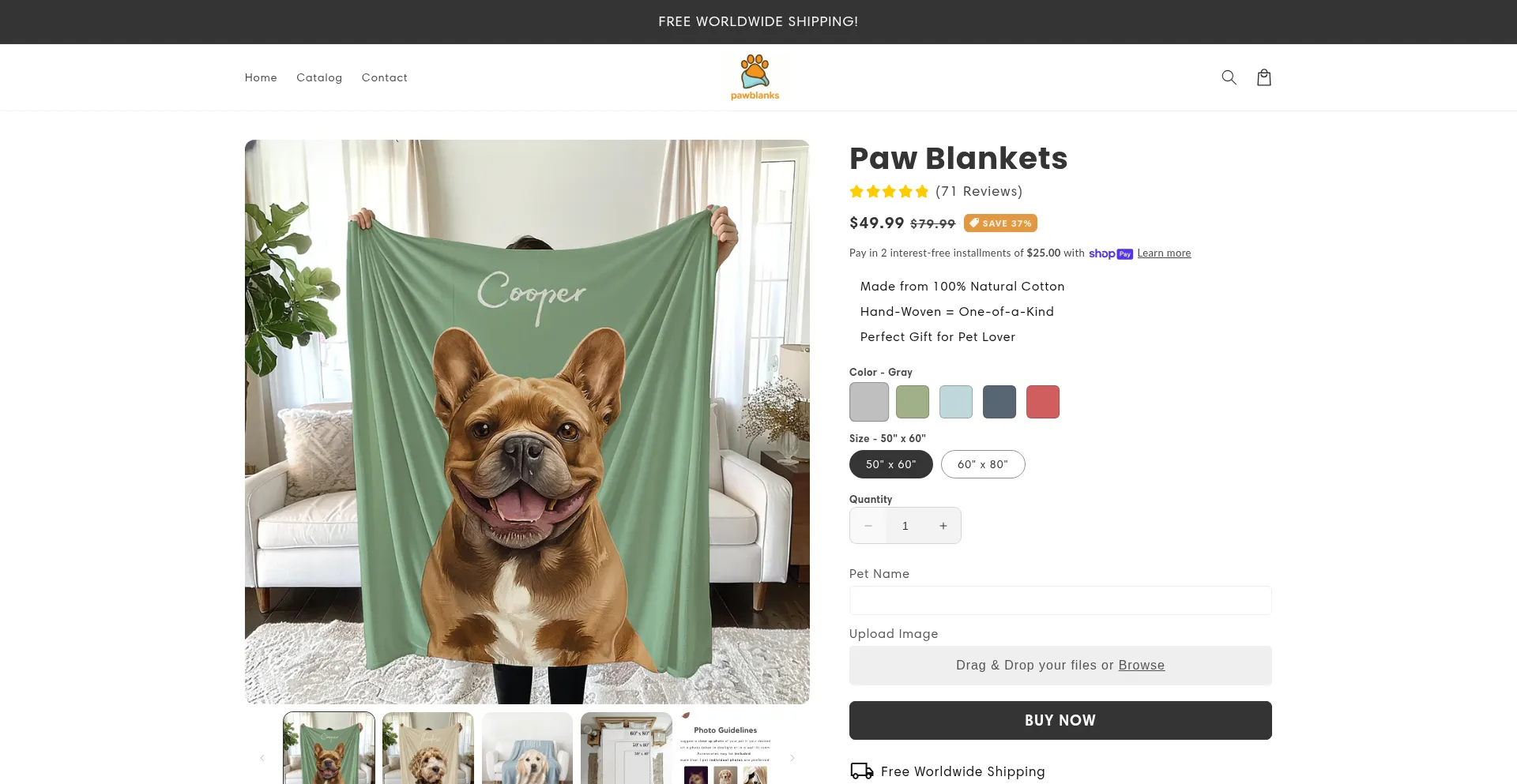 Website screenshot of Pawblanks.com