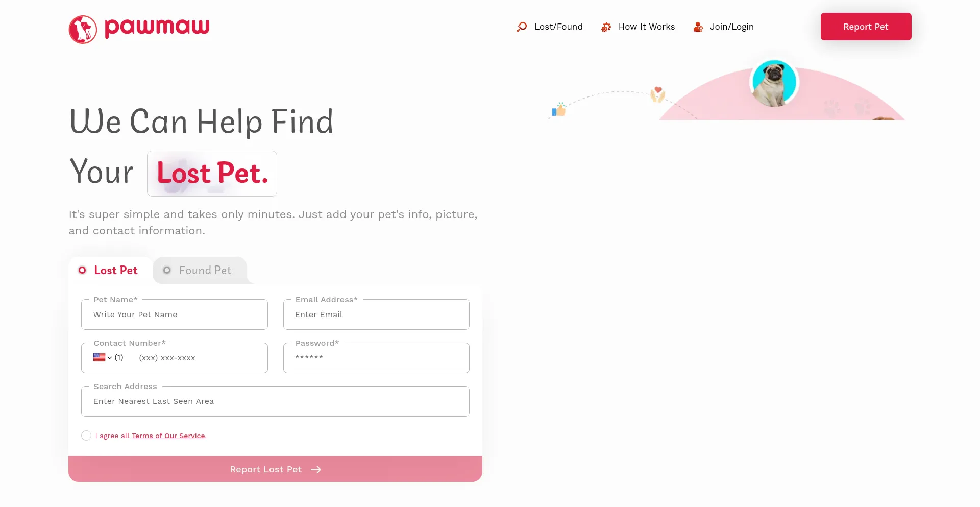 Website screenshot of Pawmaw.com