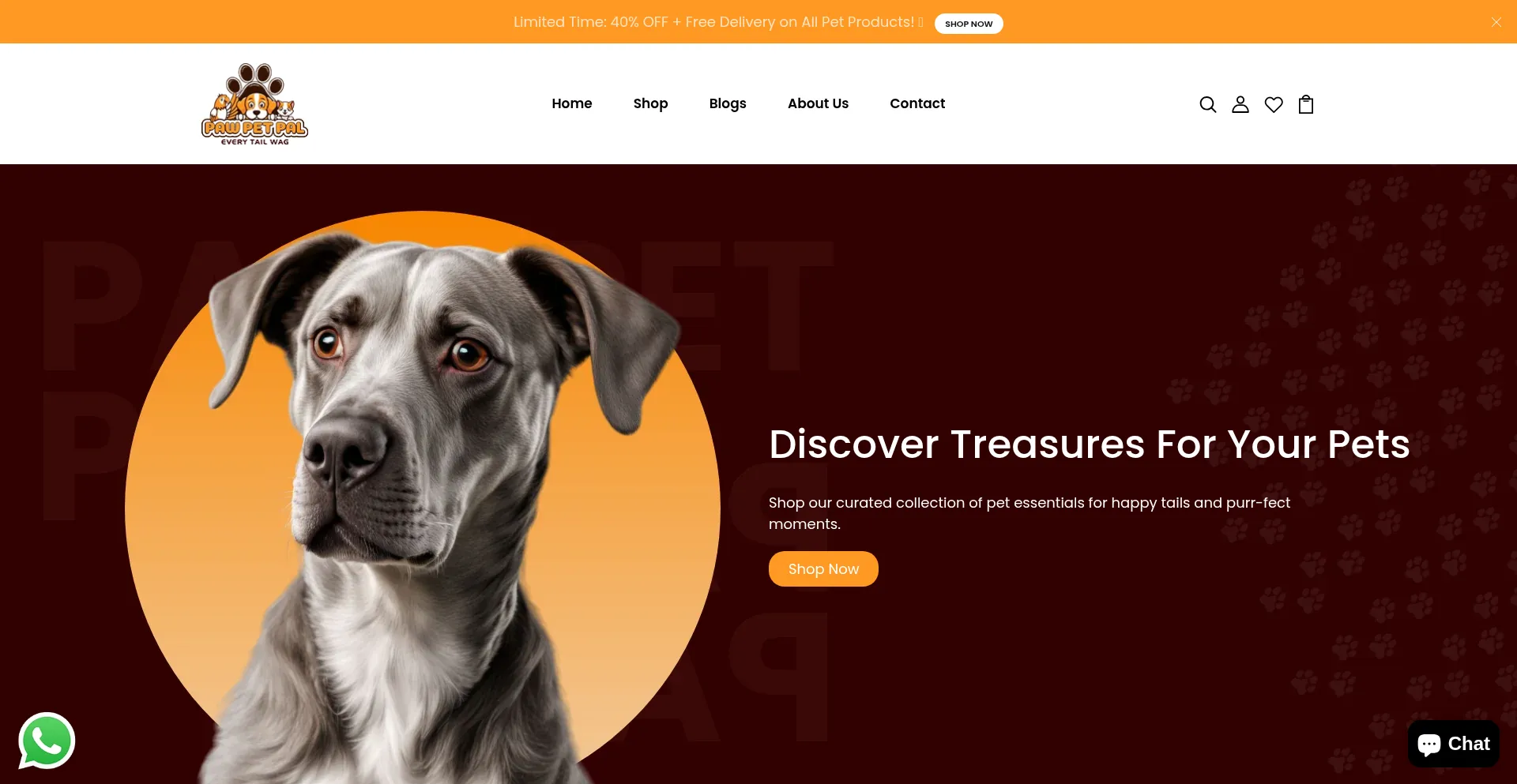 Website screenshot of Pawpetpal.com