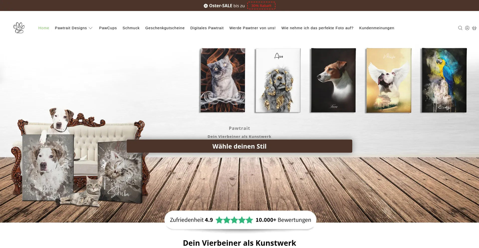 Website screenshot of Pawtrait.eu