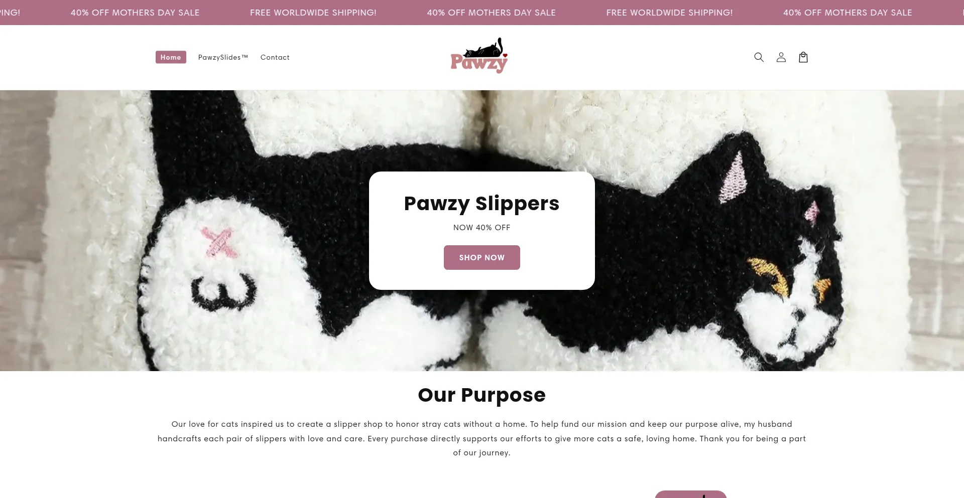 Website screenshot of Pawzyslides.com