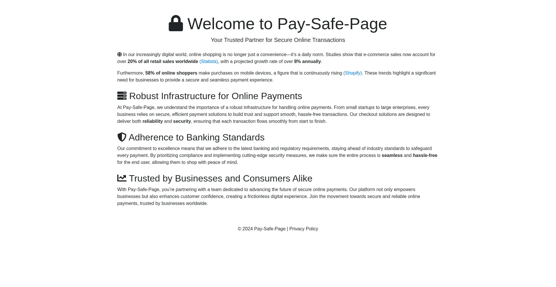 Website screenshot of Pay-safe-page.net