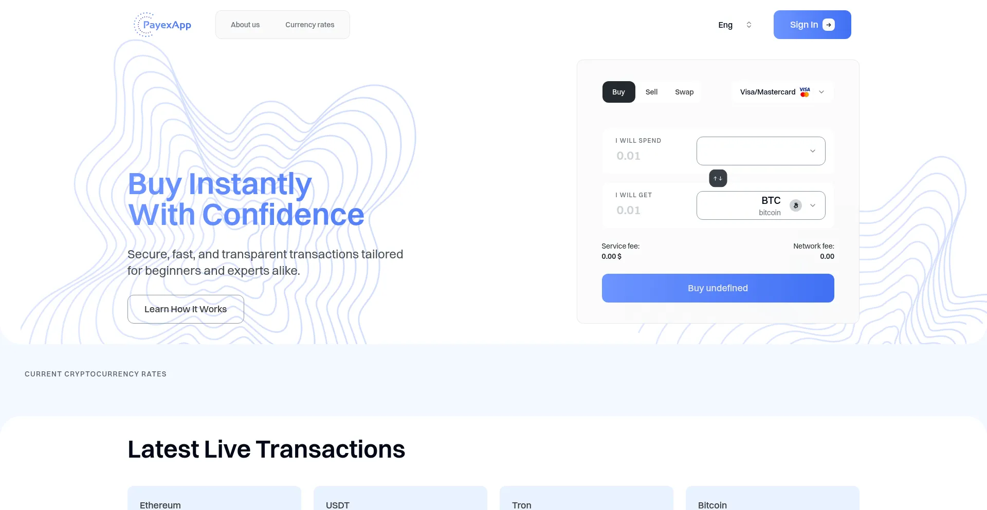 Website screenshot of Payexapp.com