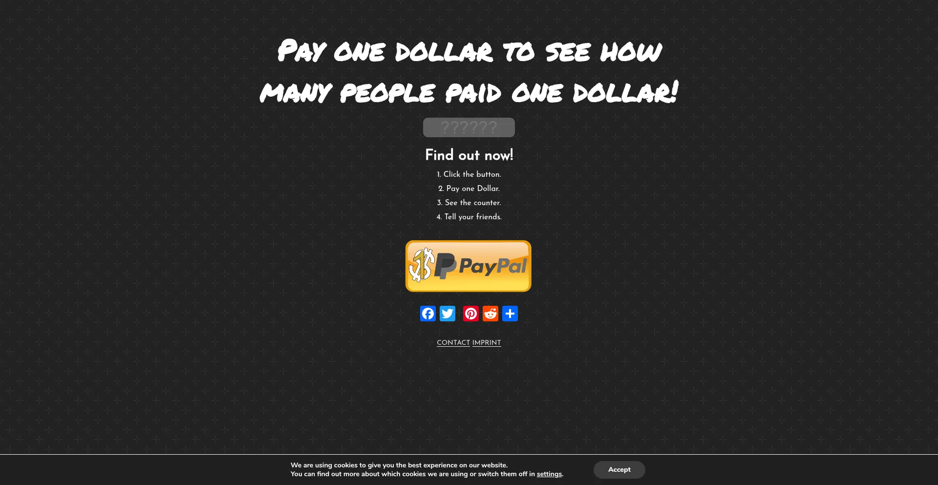 Website screenshot of Payonedollar.net