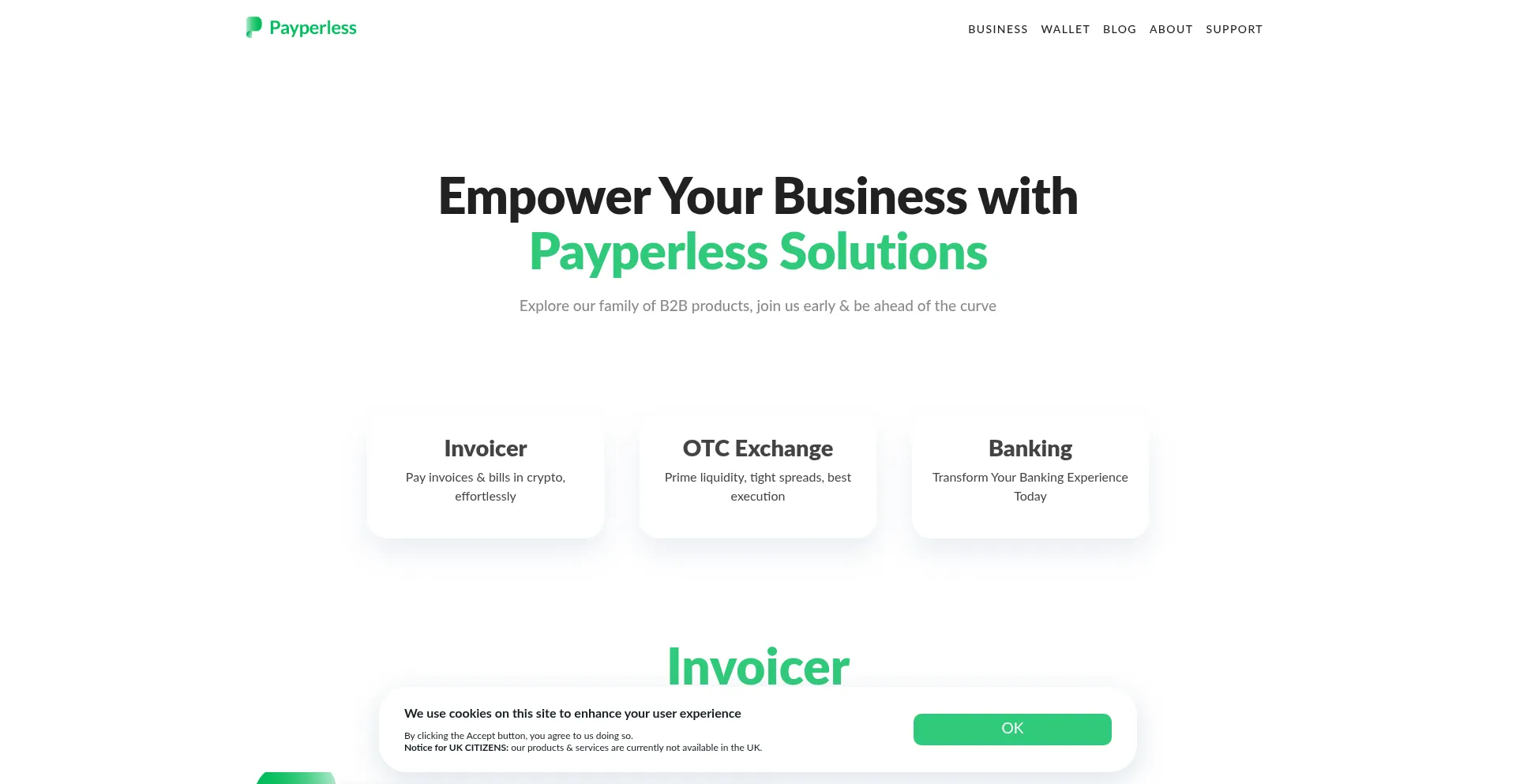 Website screenshot of Payperless.com