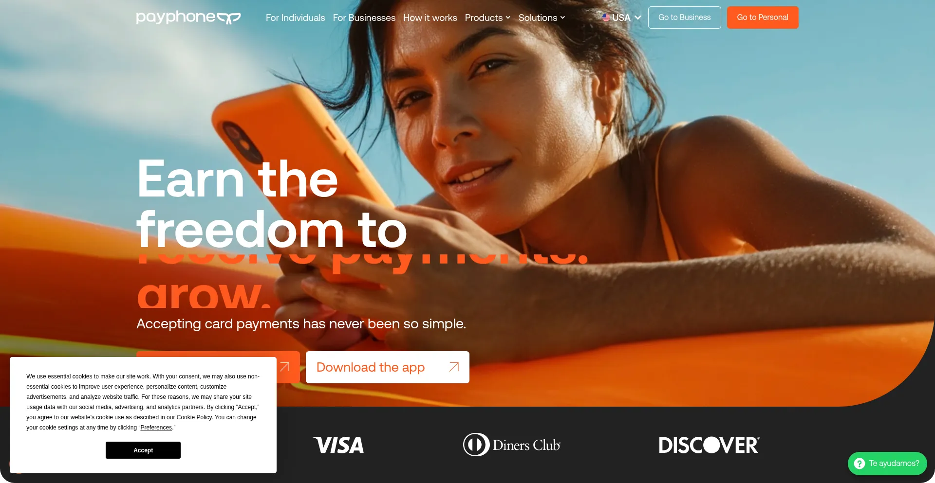 Website screenshot of Payphone.app