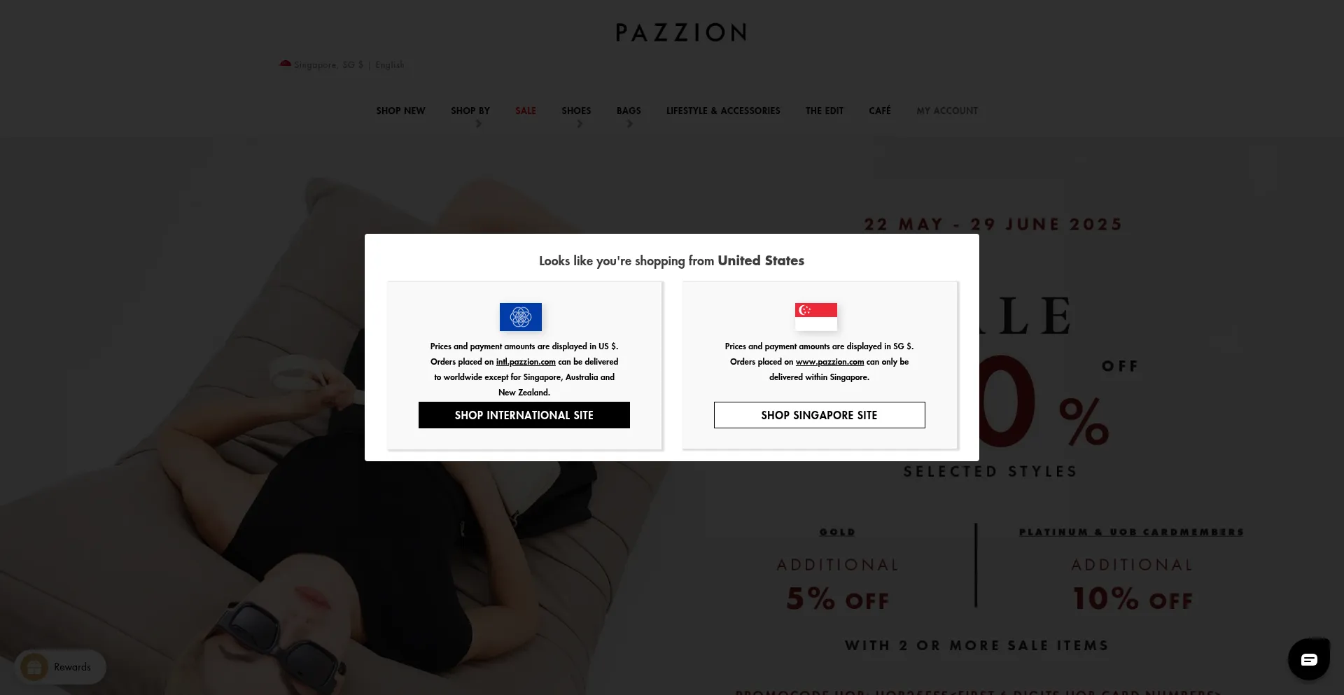 Website screenshot of Pazzion.com