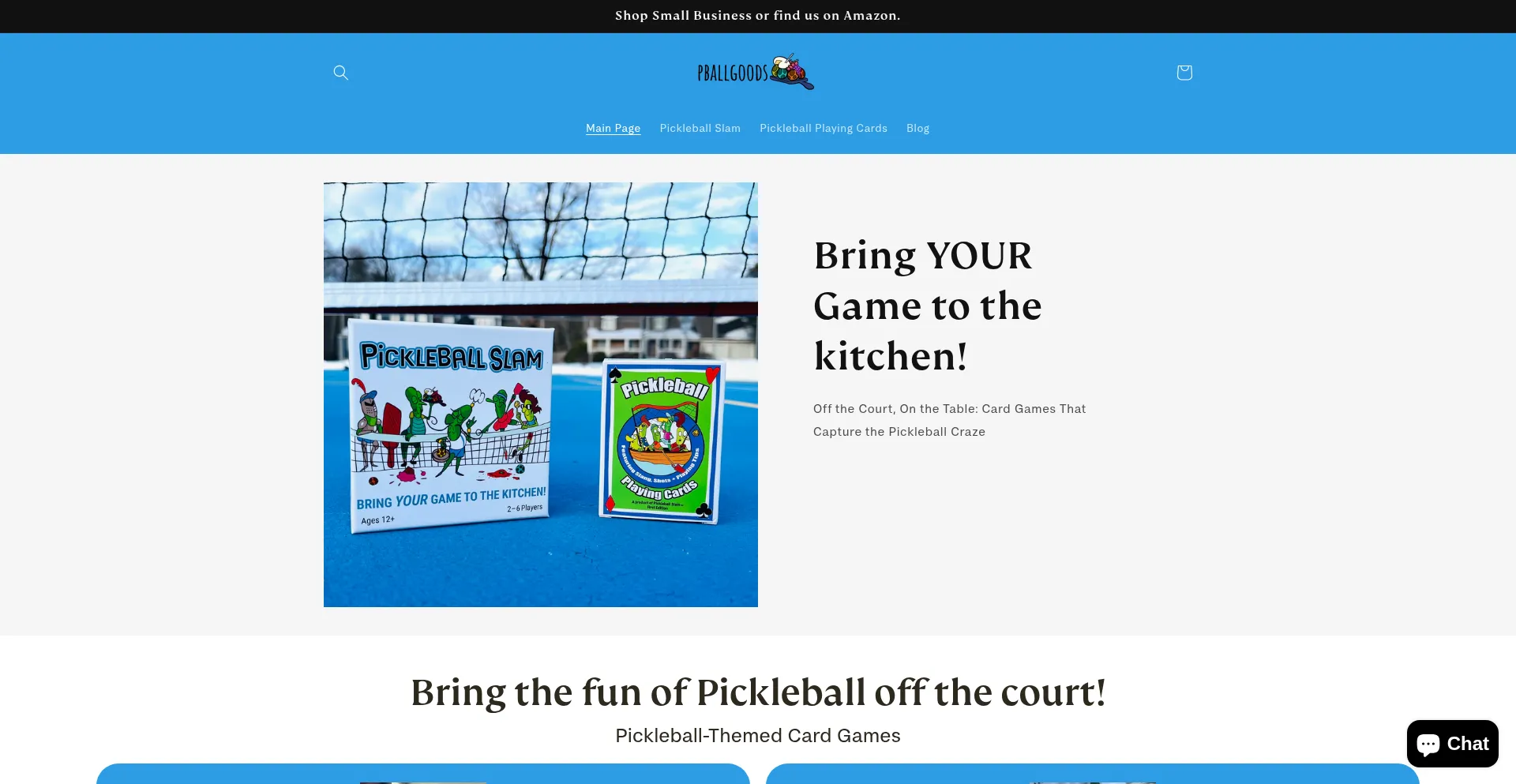 Website screenshot of Pballgoods.com
