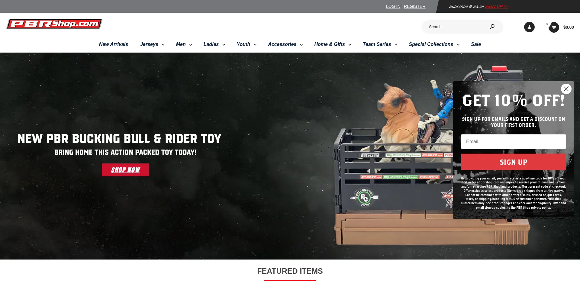 Website screenshot of Pbrshop.com