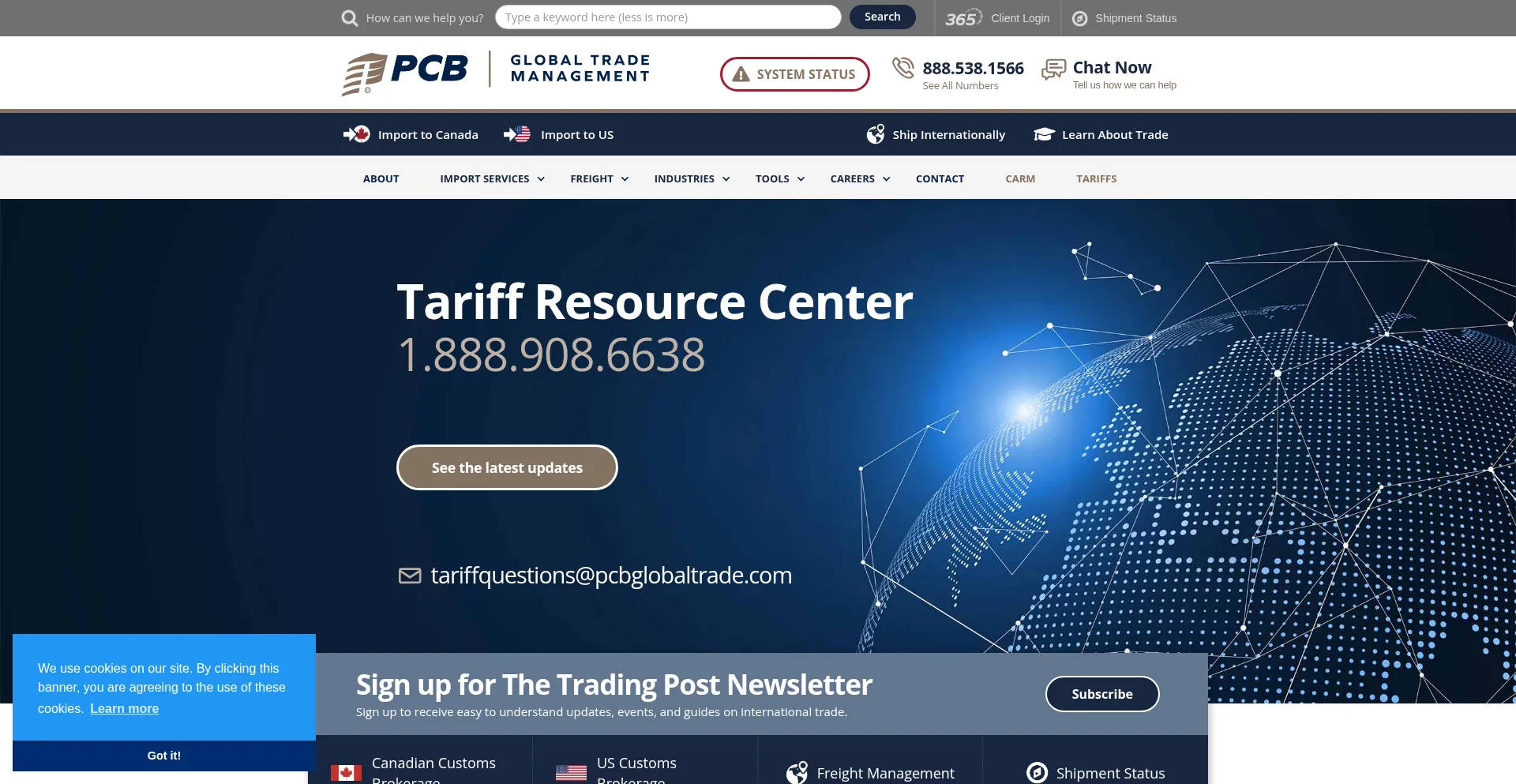 Website screenshot of Pcb.ca