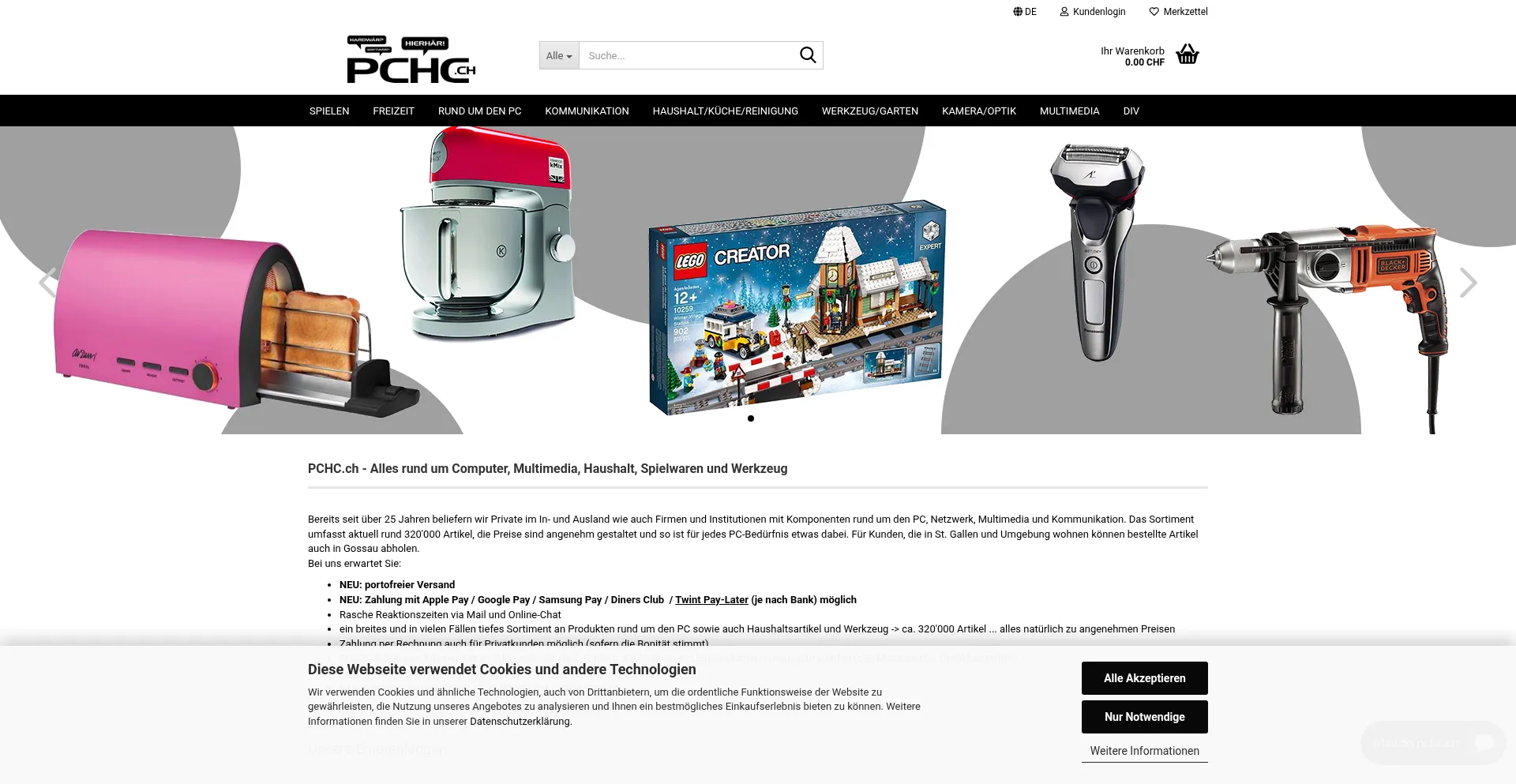 Website screenshot of Pchc.ch