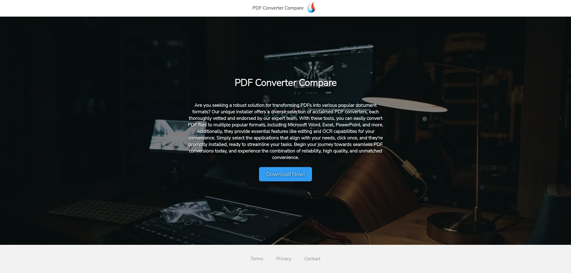 Website screenshot of Pdfconvertercompare.com