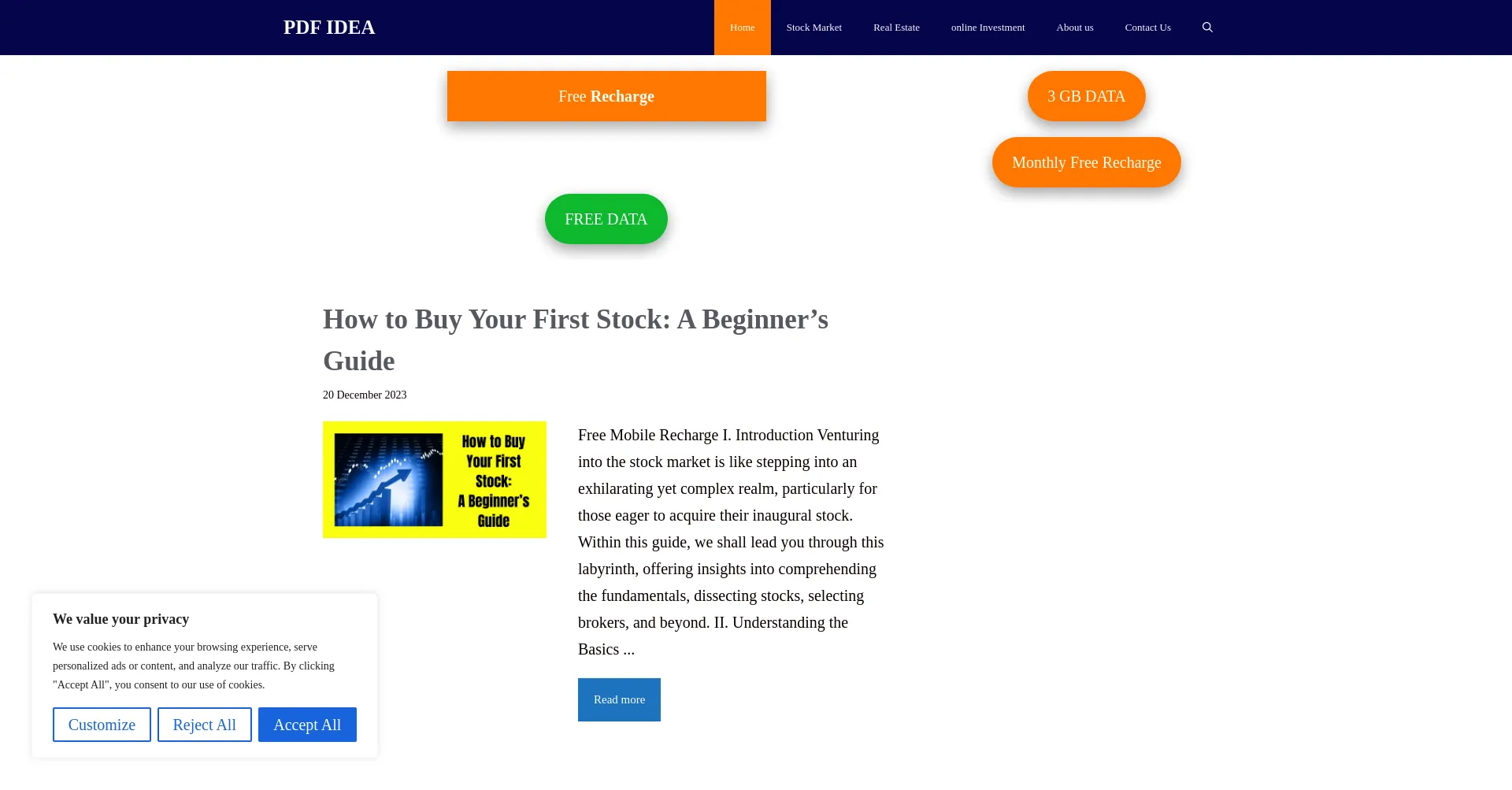 Website screenshot of Pdfidea.in