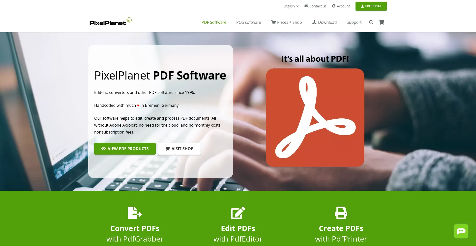 Website screenshot of Pdfprinter.pixelplanet.com