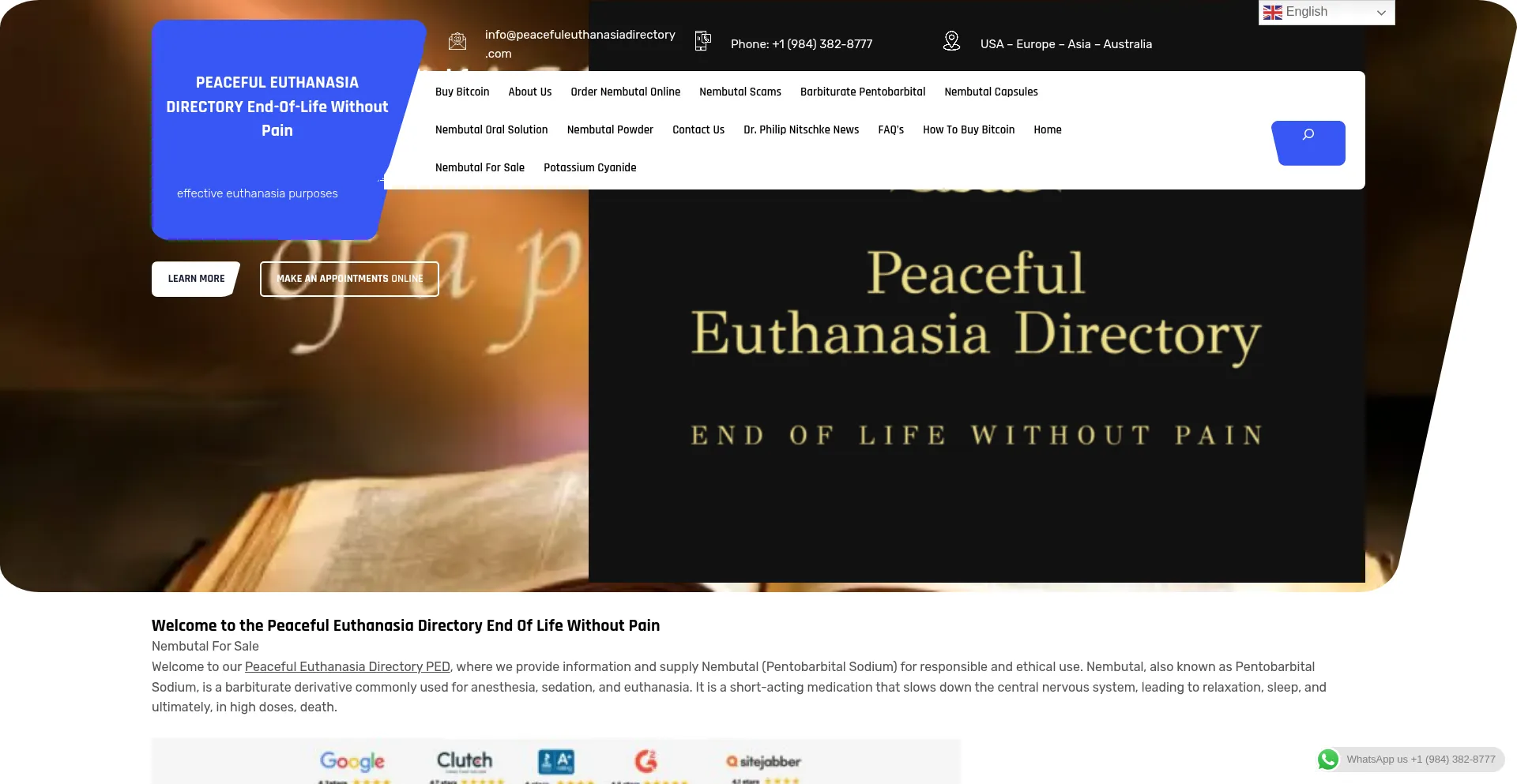 Website screenshot of Peacefuleuthanasiadirectory.com