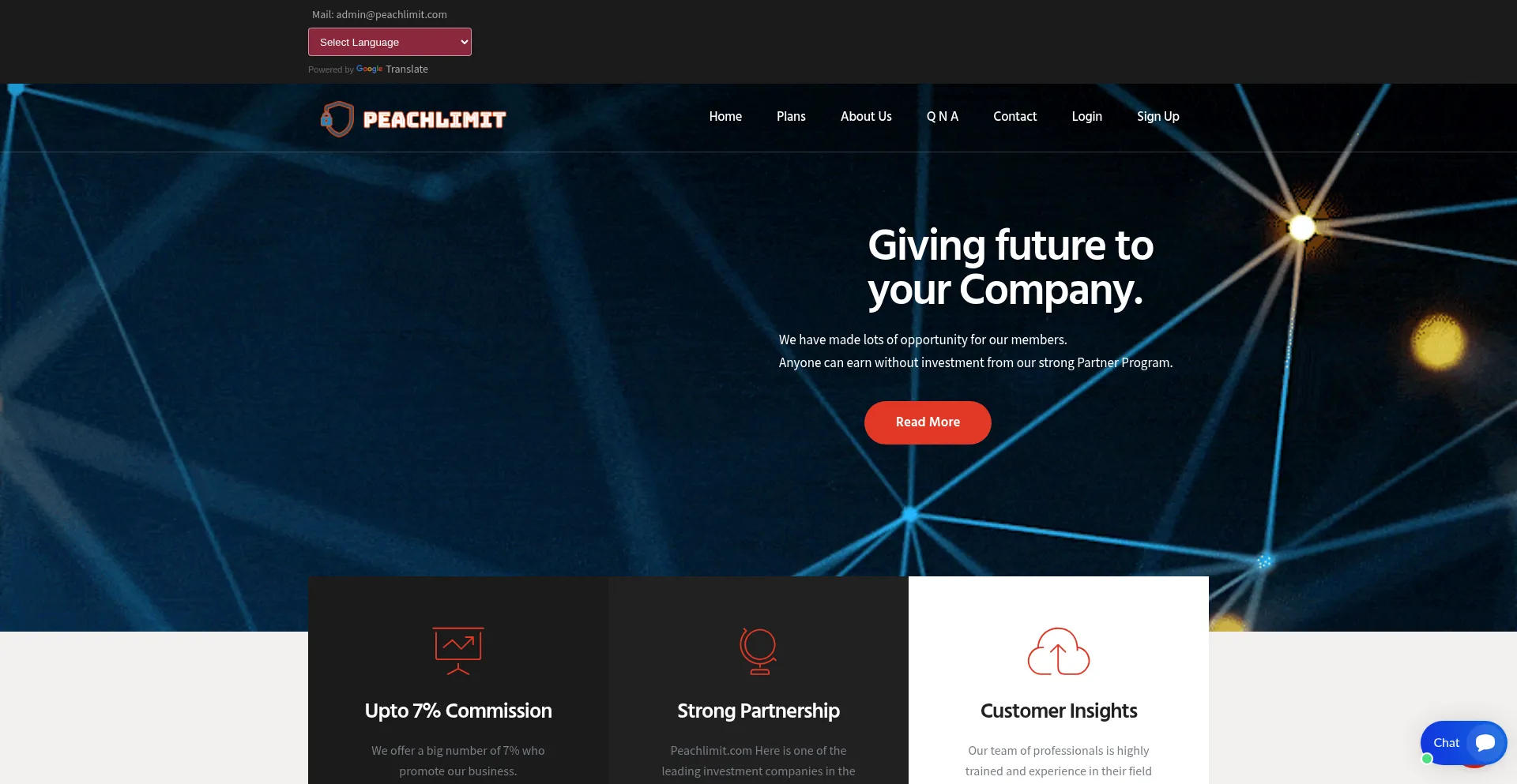 Website screenshot of Peachlimit.com