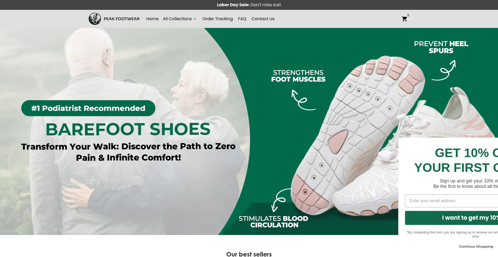 Website screenshot of Peak-footwear.com