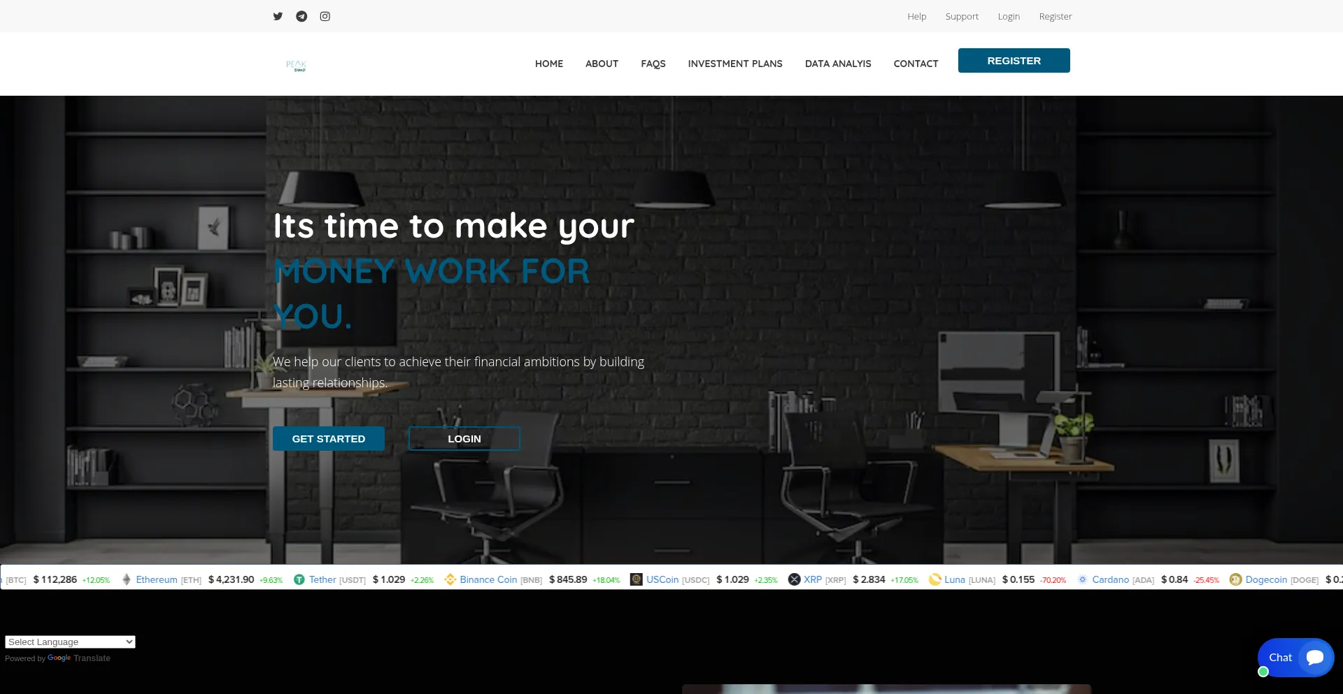 Website screenshot of Peak-swapp.com