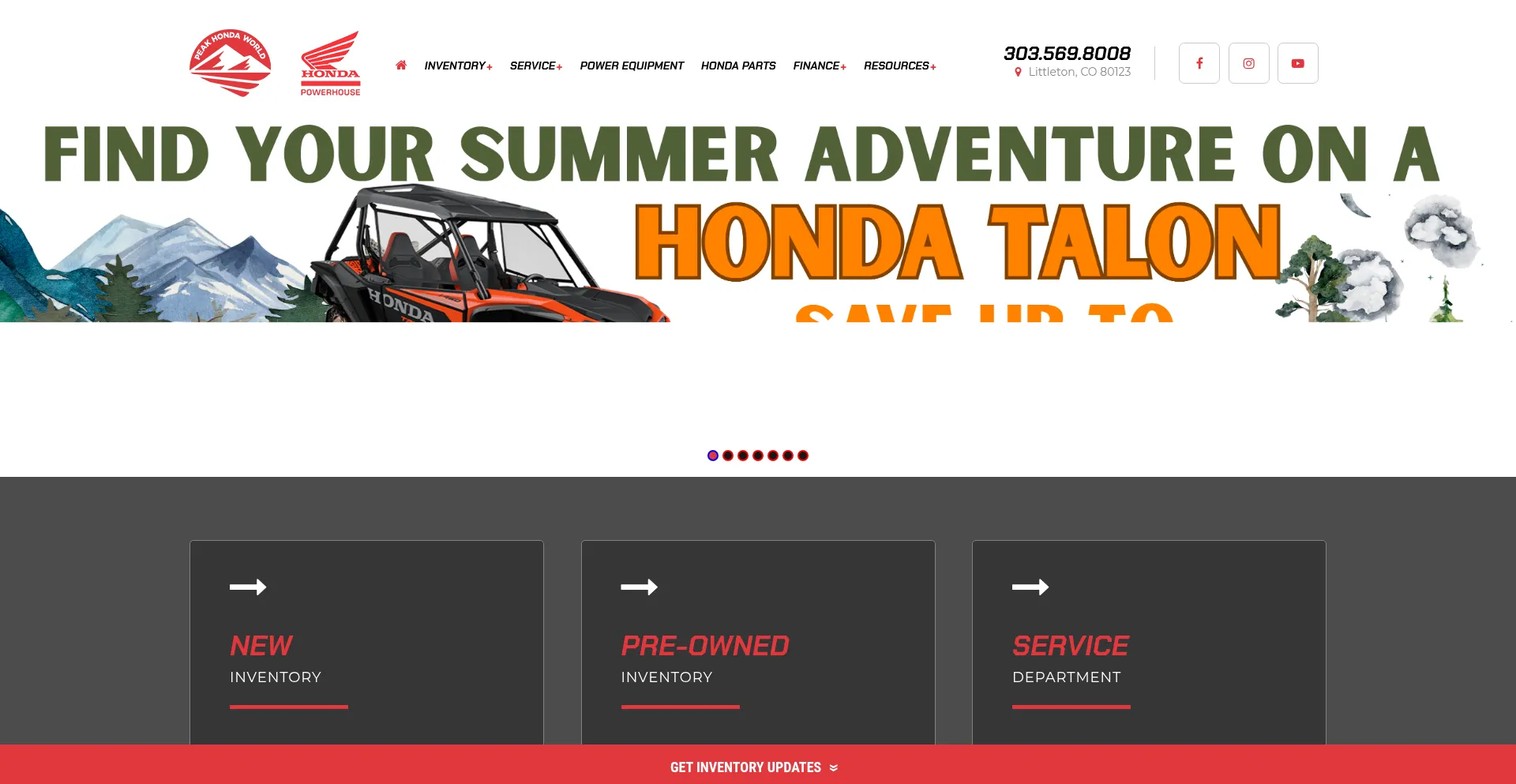 Website screenshot of Peakhondaworld.com