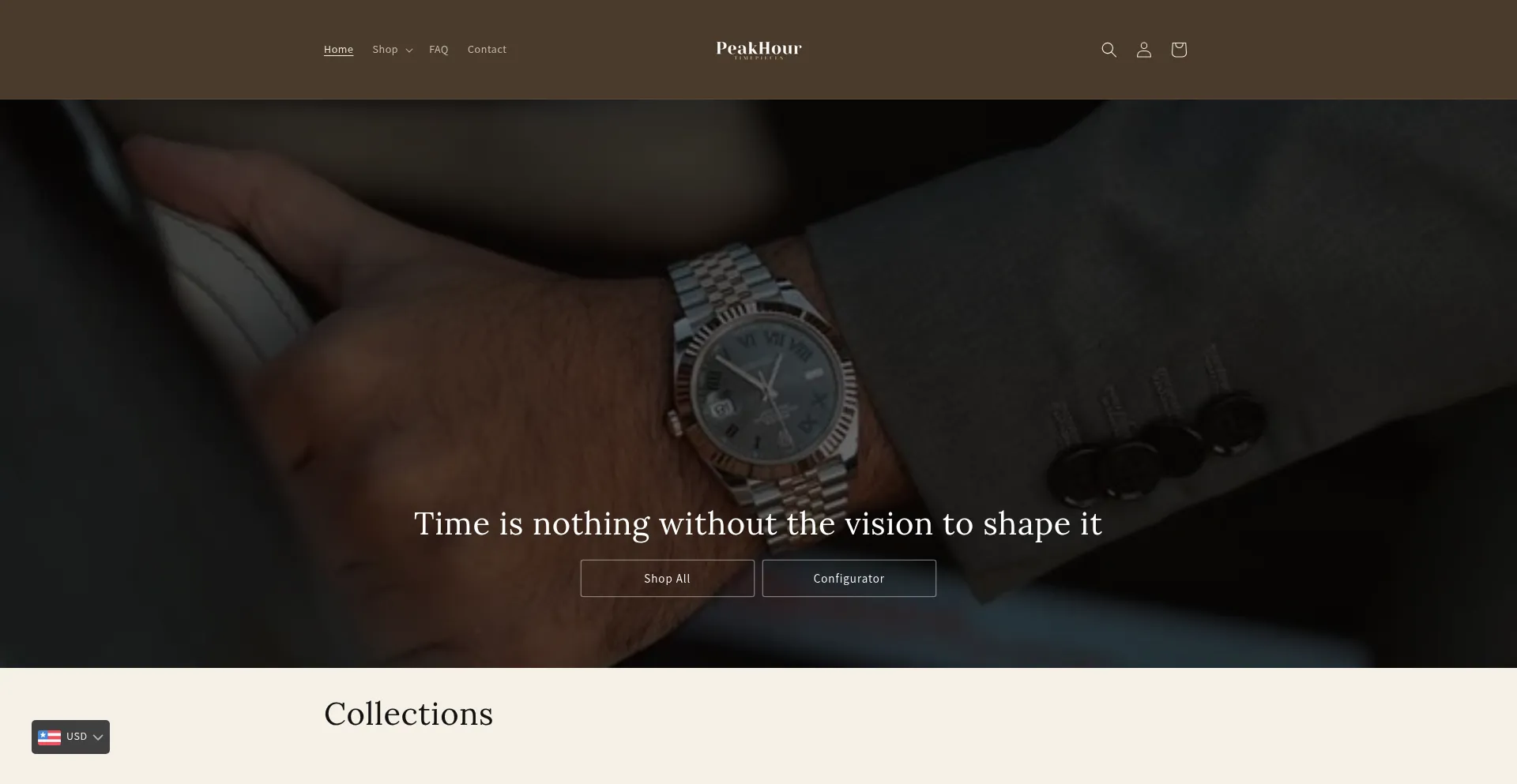 Website screenshot of Peakhourr.com