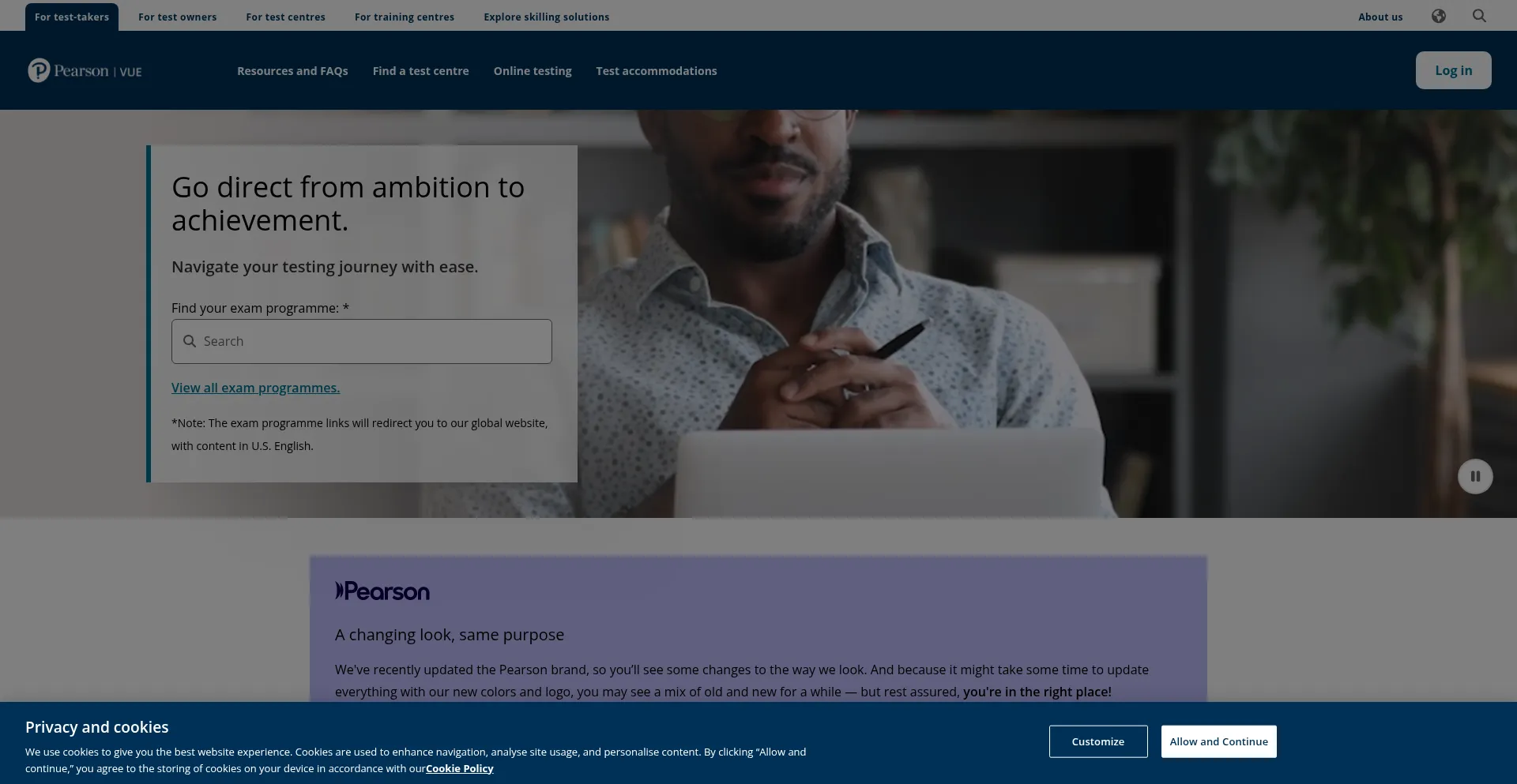 Pearsonvue.co.uk Screenshot