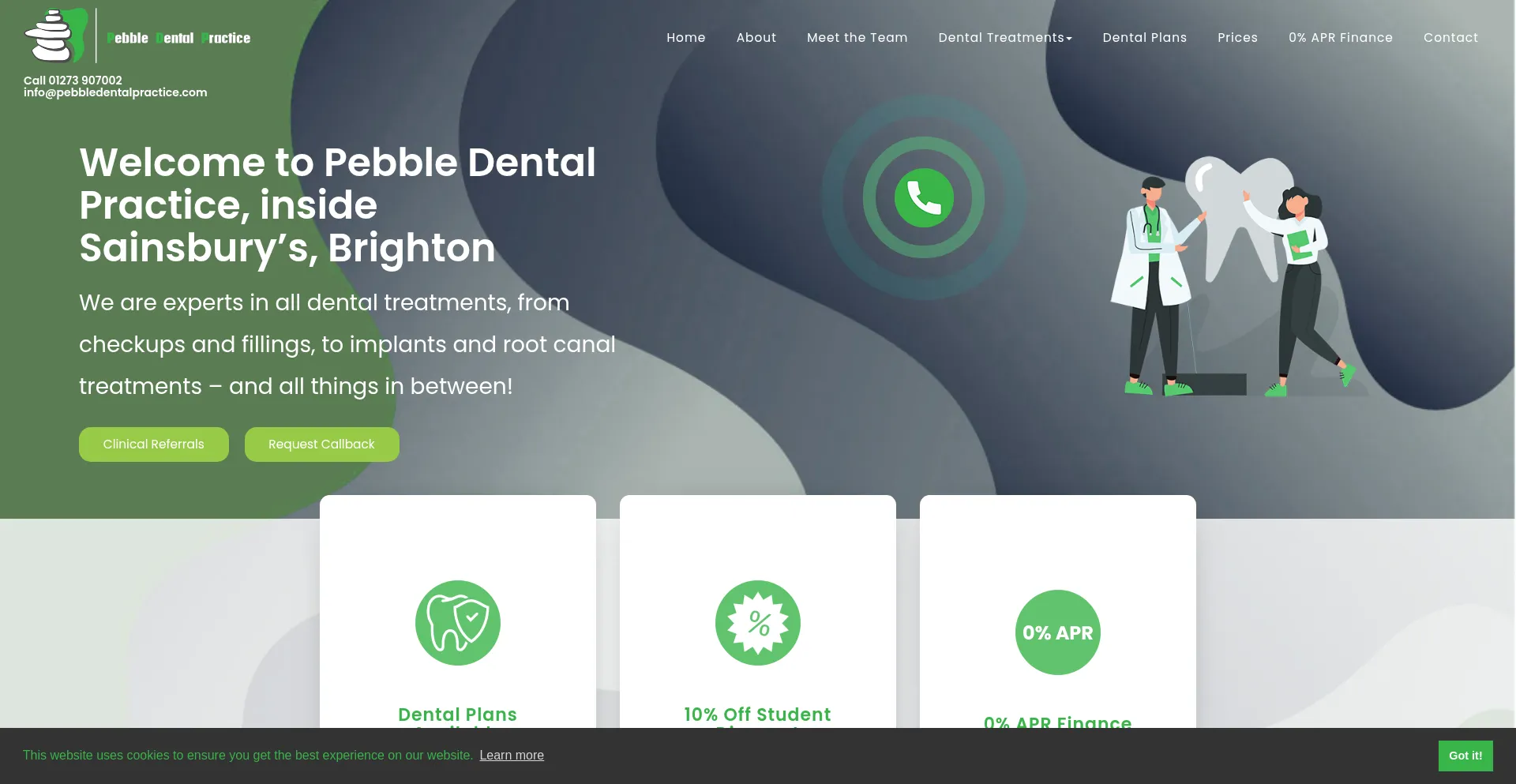 Website screenshot of Pebbledentalpractice.com