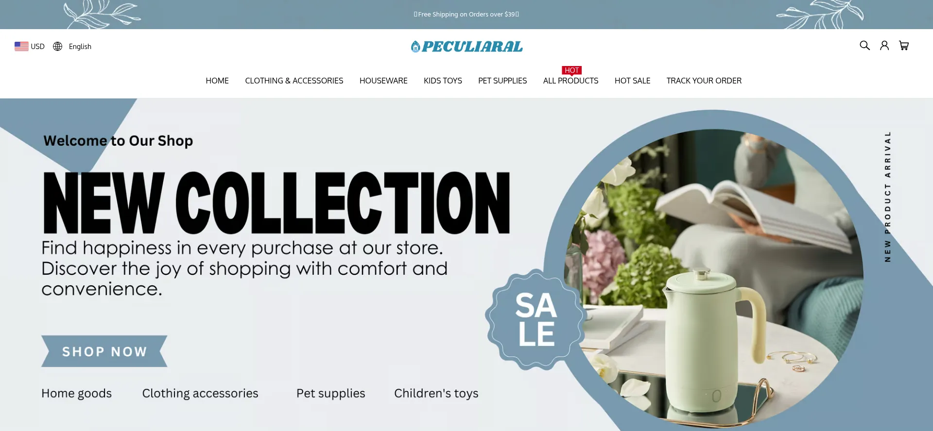 Website screenshot of Peculiaral.com