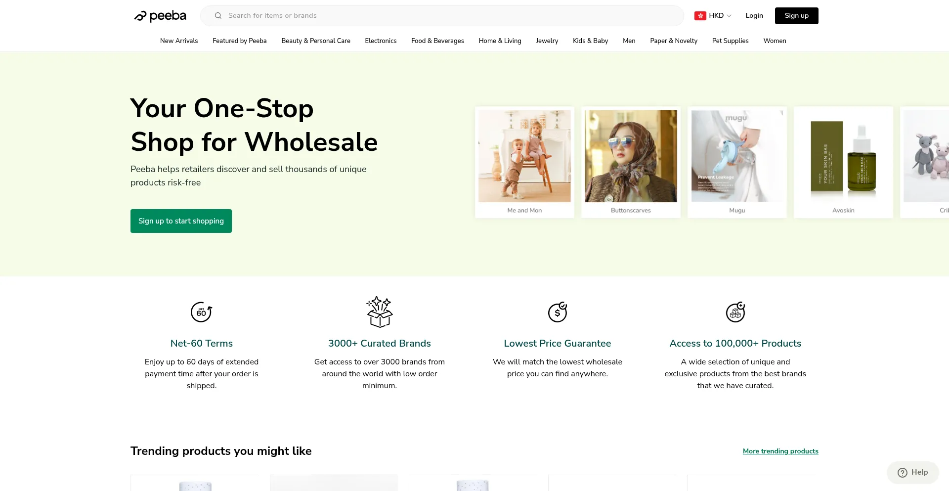 Website screenshot of Peeba.com