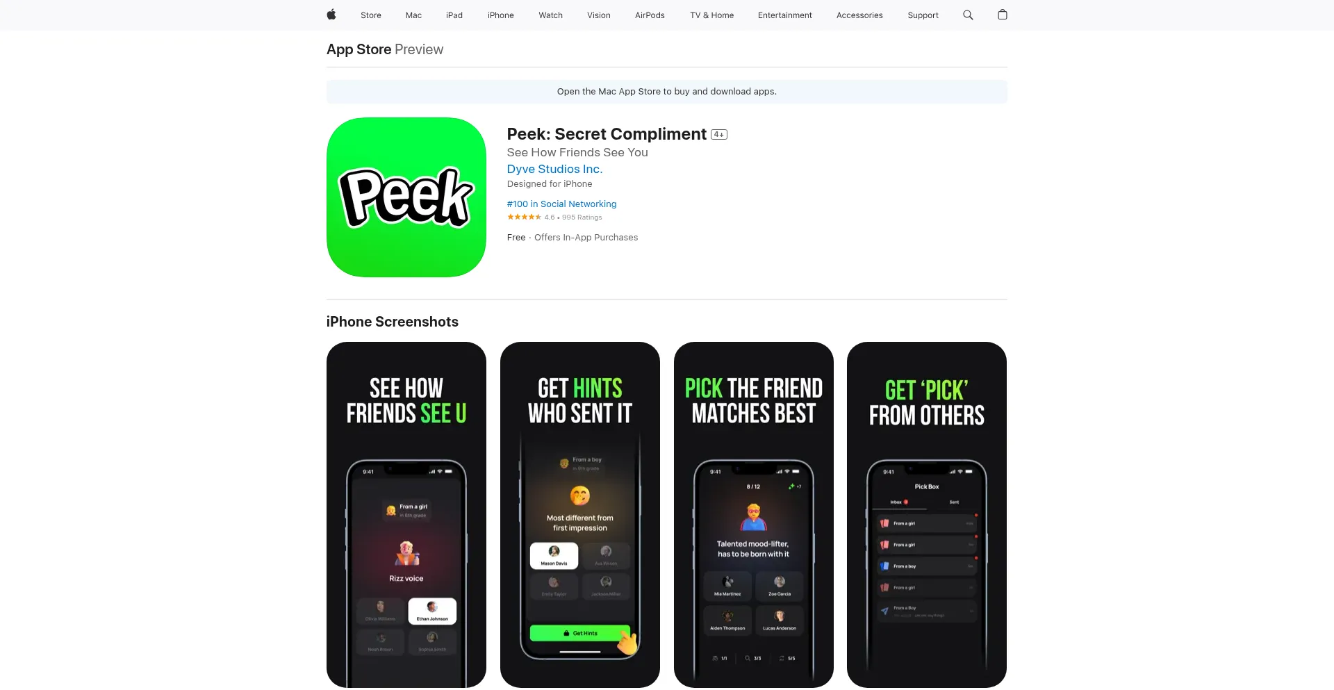 Website screenshot of Peekapp.xyz