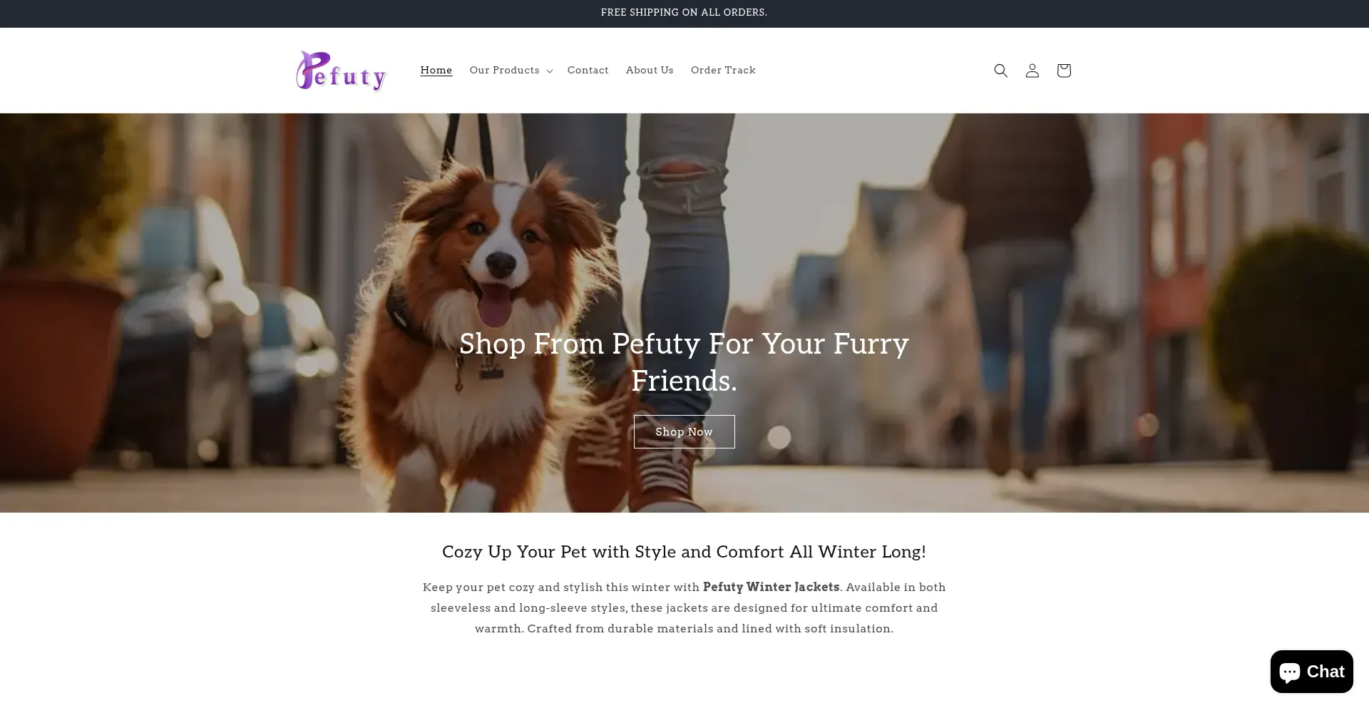 Website screenshot of Pefuty.shop