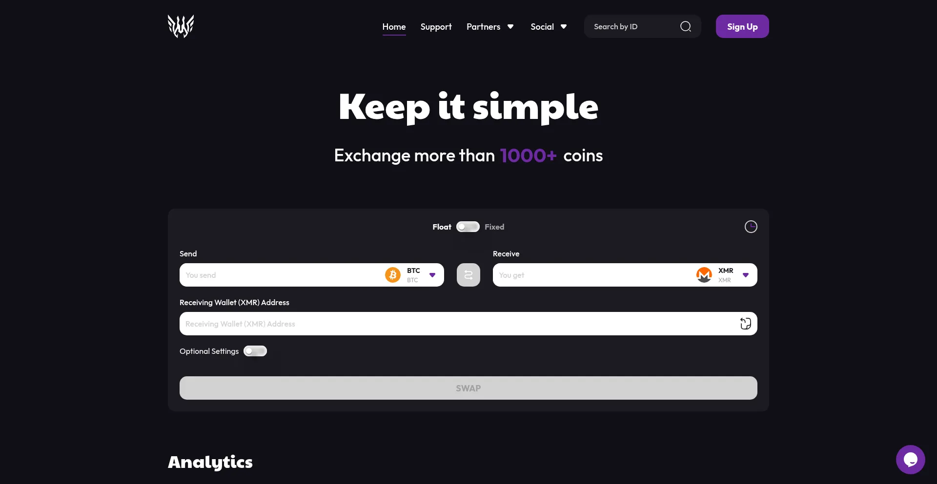 Website screenshot of Pegasusswap.com