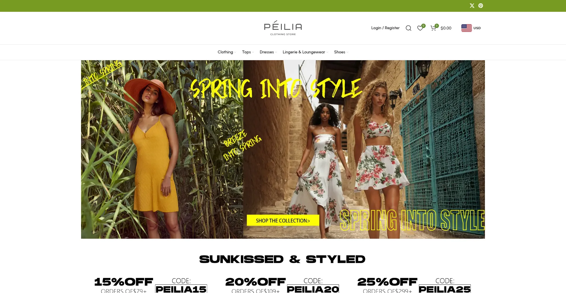 Website screenshot of Peilia.com