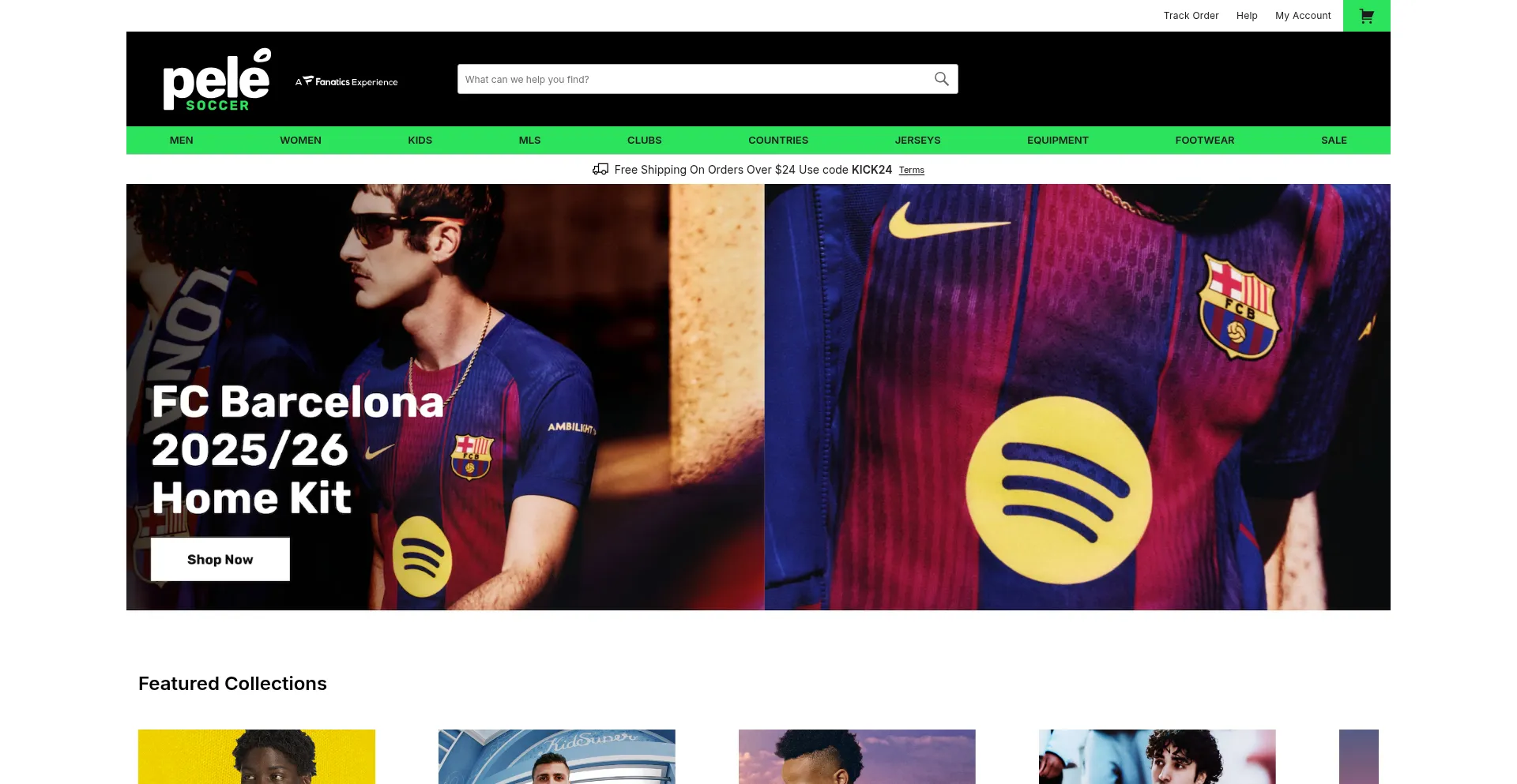 Website screenshot of Pelesoccer.com