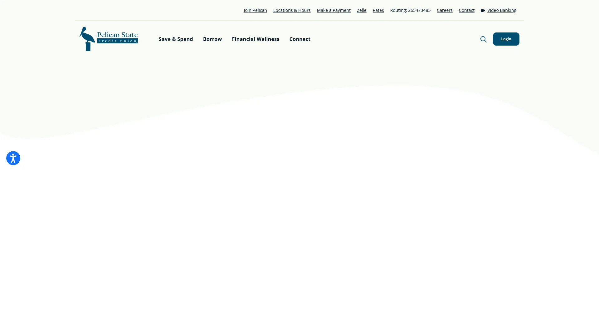 Website screenshot of Pelicanstatecu.com