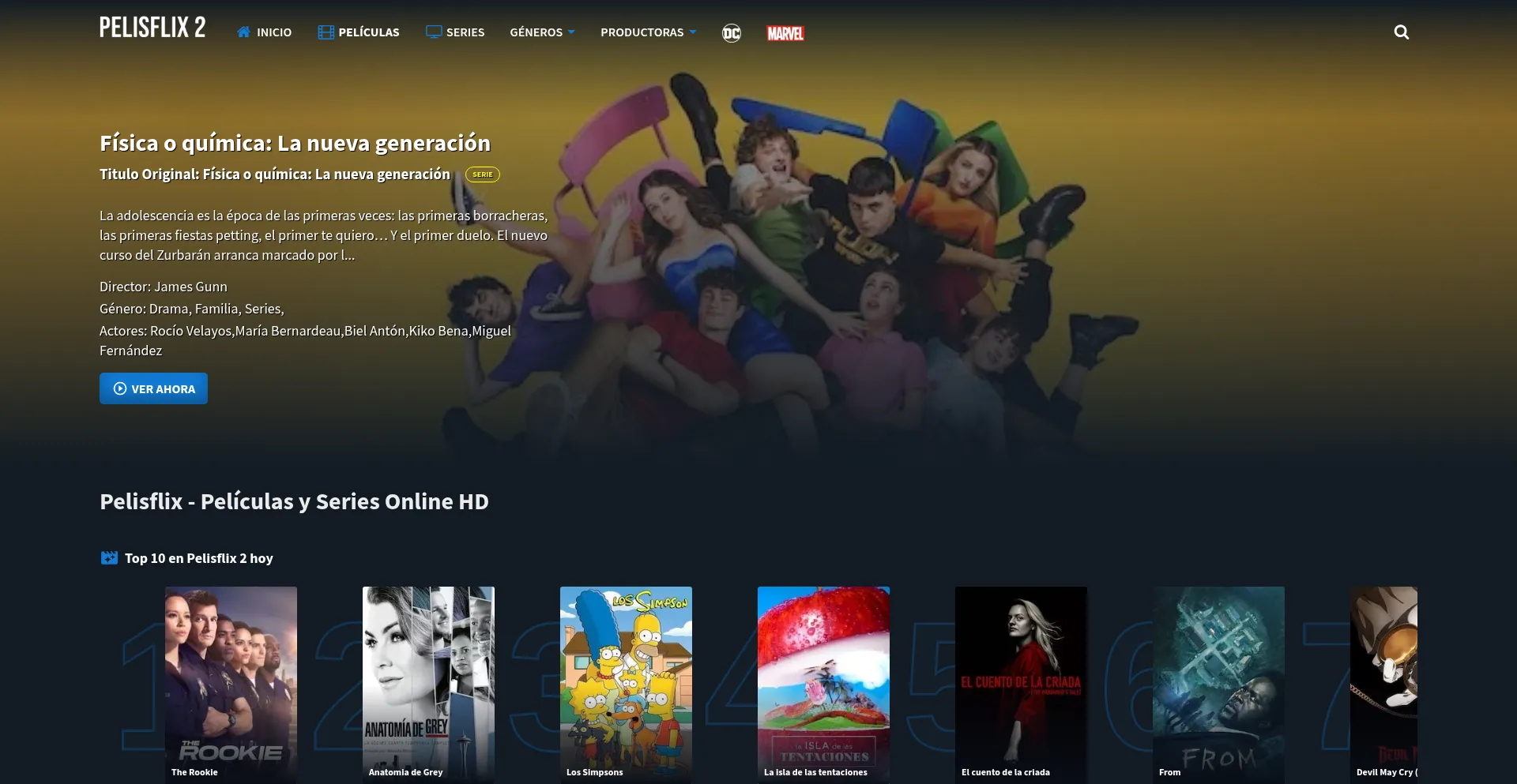 Website screenshot of Pelisflix20.biz