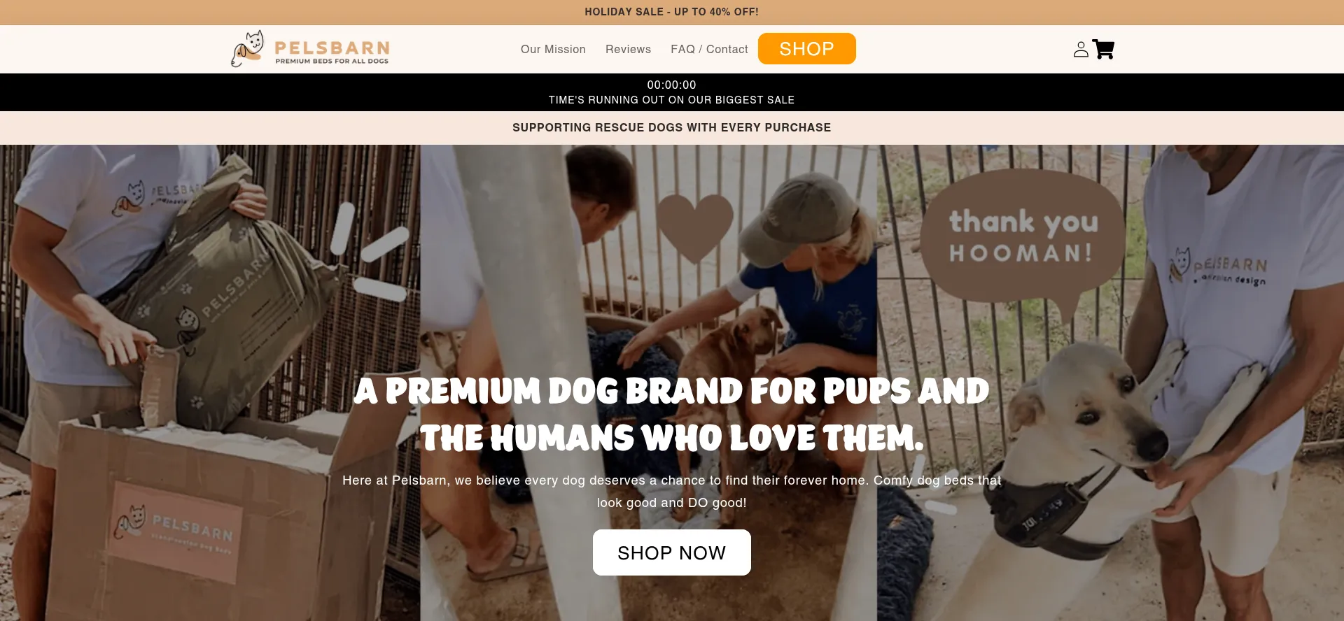 Website screenshot of Pelsbarn.org