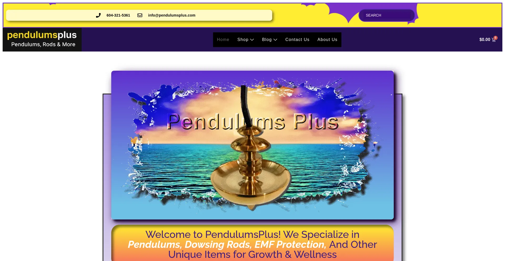 Website screenshot of Pendulumsplus.com