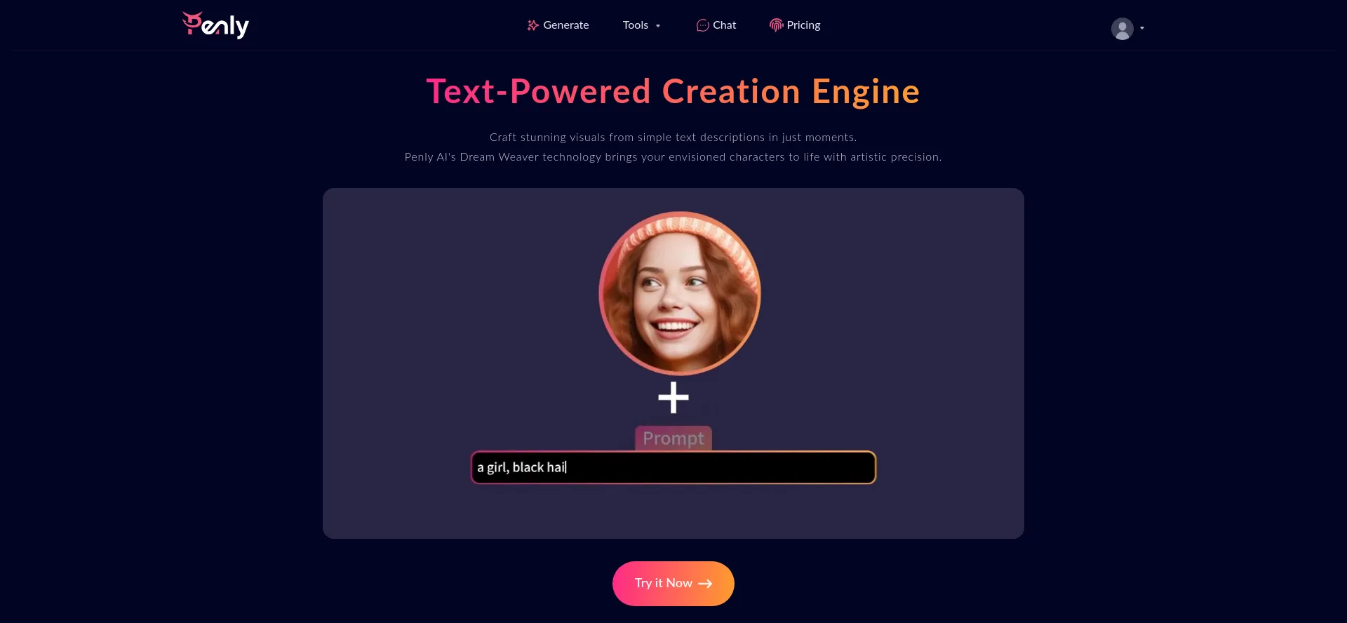 Website screenshot of Penly.ai