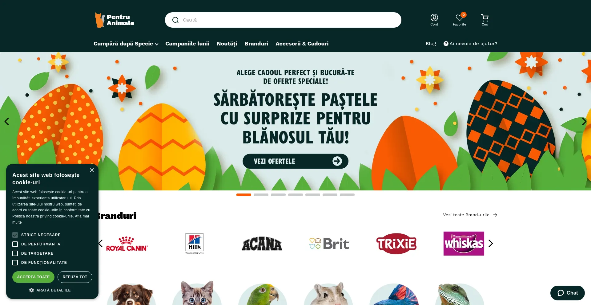 Website screenshot of Pentruanimale.ro