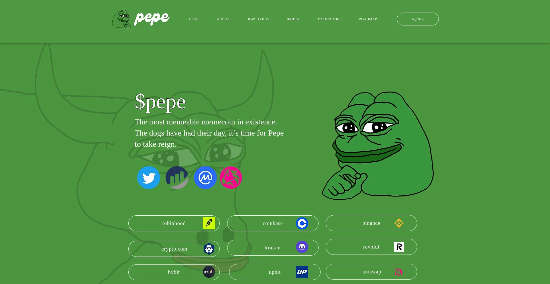 Website screenshot of Pepe.com