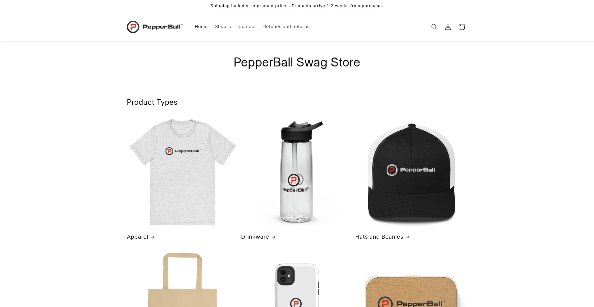 Website screenshot of Pepperballswag.com