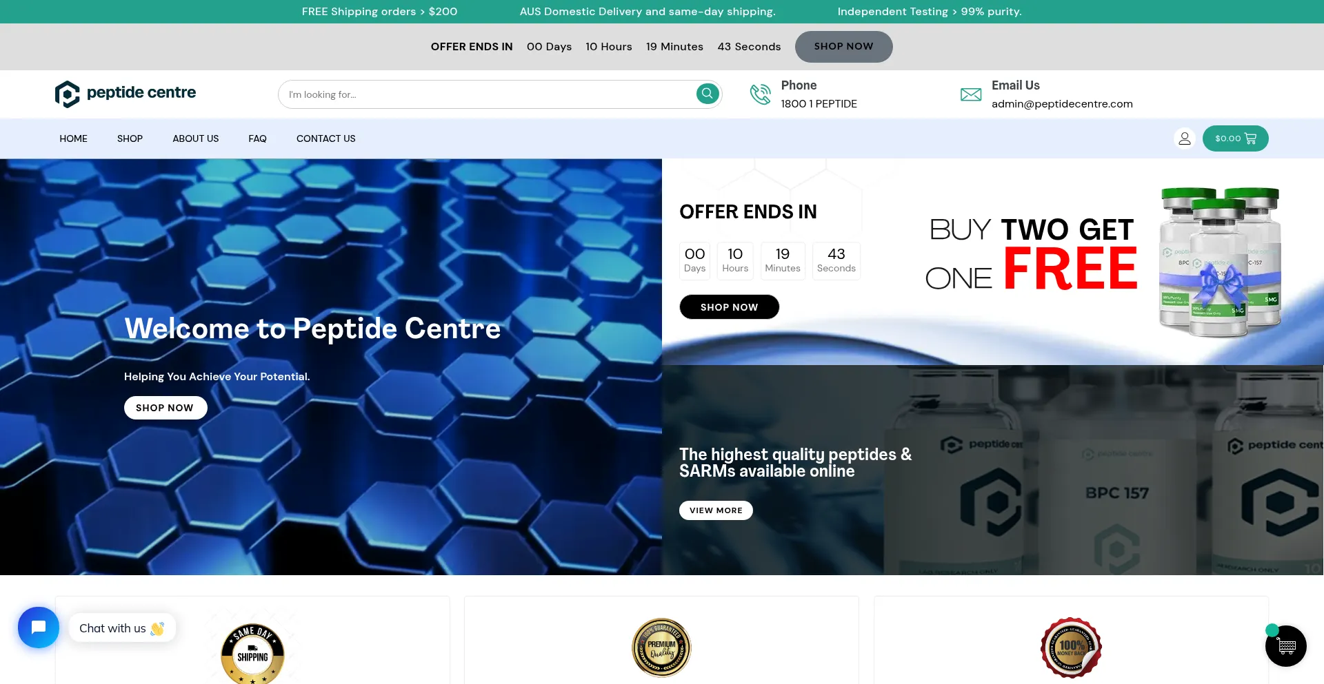 Website screenshot of Peptidecentre.com