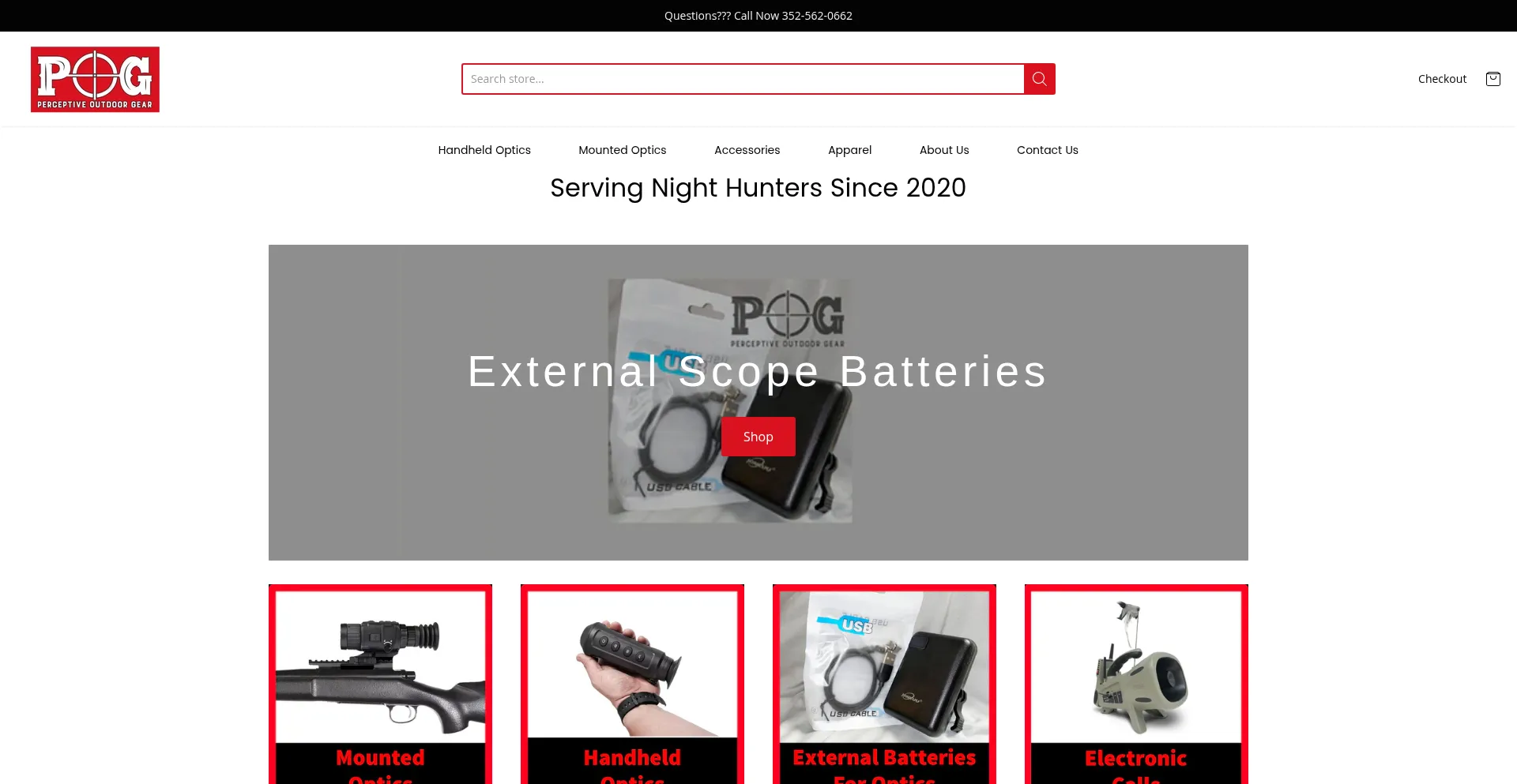 Website screenshot of Perceptivegear.com