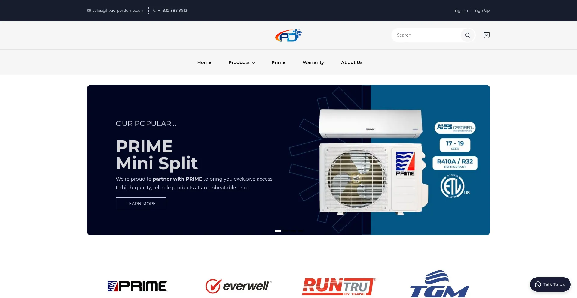 Website screenshot of Perdomodistributor.com
