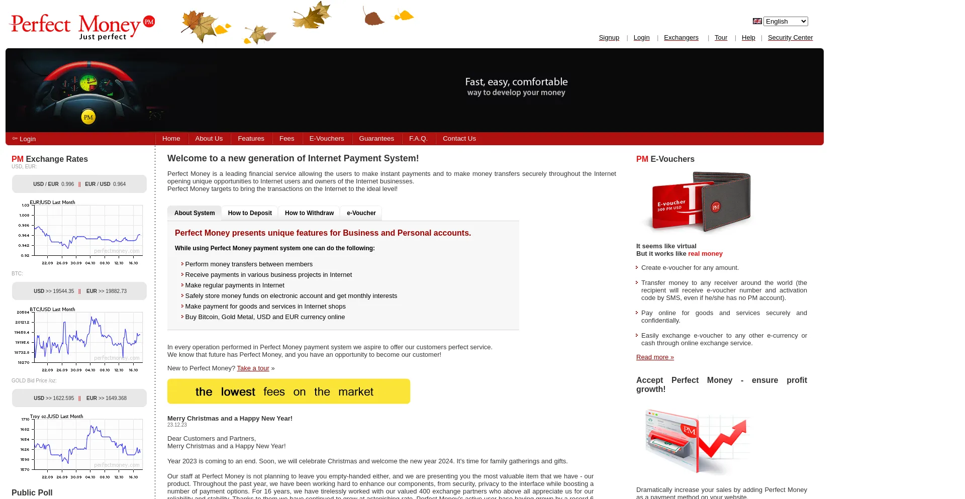Website screenshot of Perfecrtmoney.com