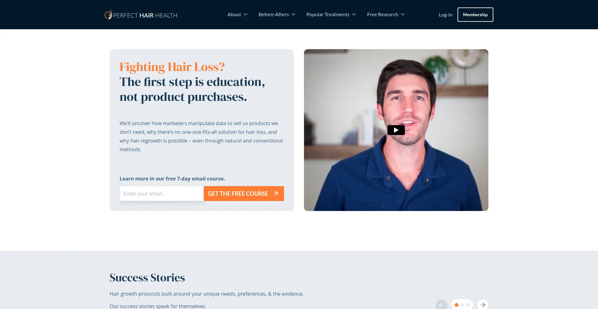 Website screenshot of Perfecthairhealth.com