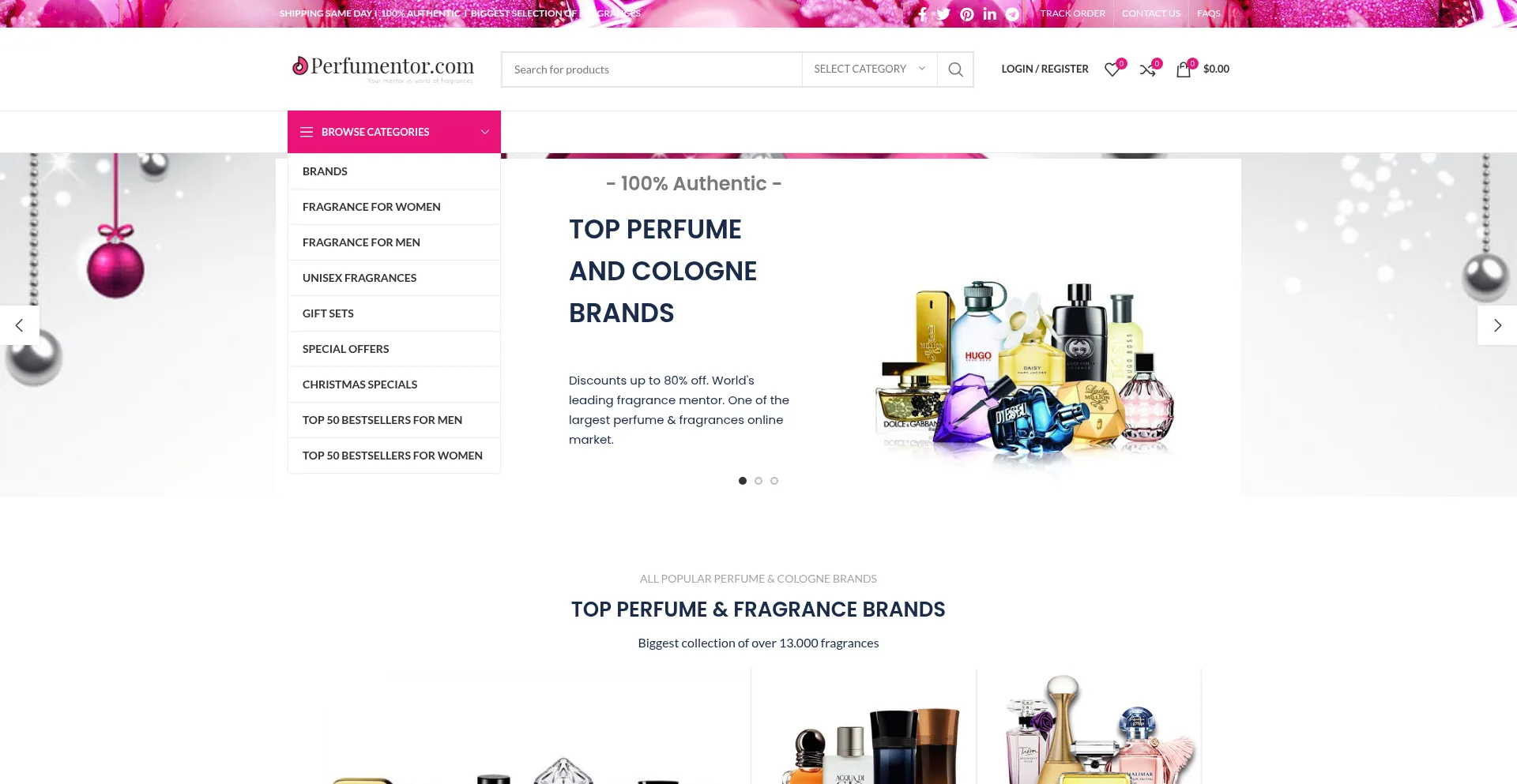 Website screenshot of Perfumentor.com